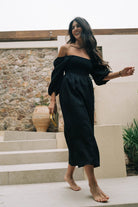 Agapi Linen Maxi Dress Black Luxmii