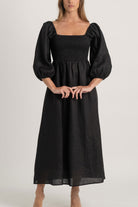 Agapi Linen Maxi Dress Black Luxmii