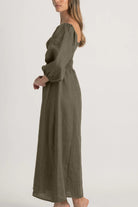 Agapi Linen Maxi Dress Khaki Luxmii