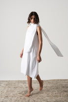 Axel Linen Tie Dress White Luxmii