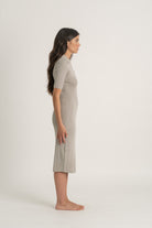 Copy of Ribbed Linen Midi Polo Dress in Pebbly Grey Luxmii