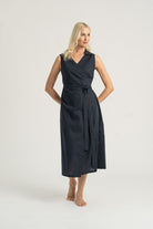 Cora Wrap Dress Navy Luxmii