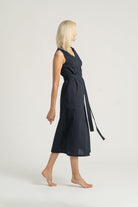 Cora Wrap Dress Navy Luxmii