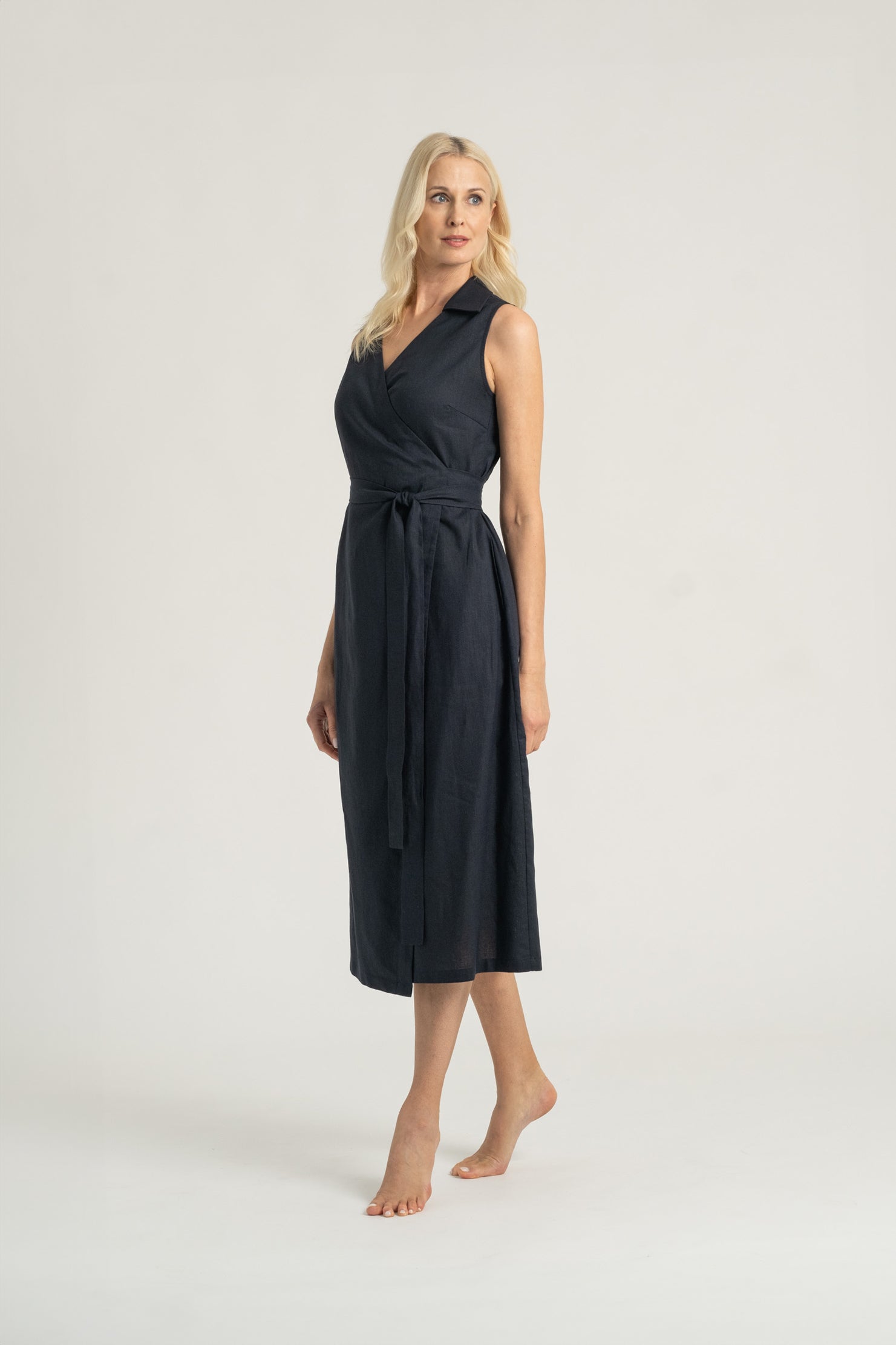 Cora Wrap Dress Navy Luxmii