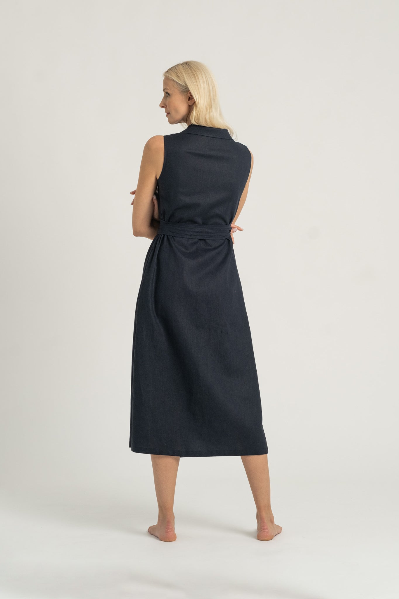 Cora Wrap Dress Navy Luxmii