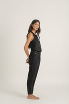 Figurati Linen Gilet Top Black Luxmii