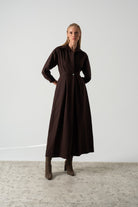 Halvar Linen Maxi Dress Brown Espresso Luxmii