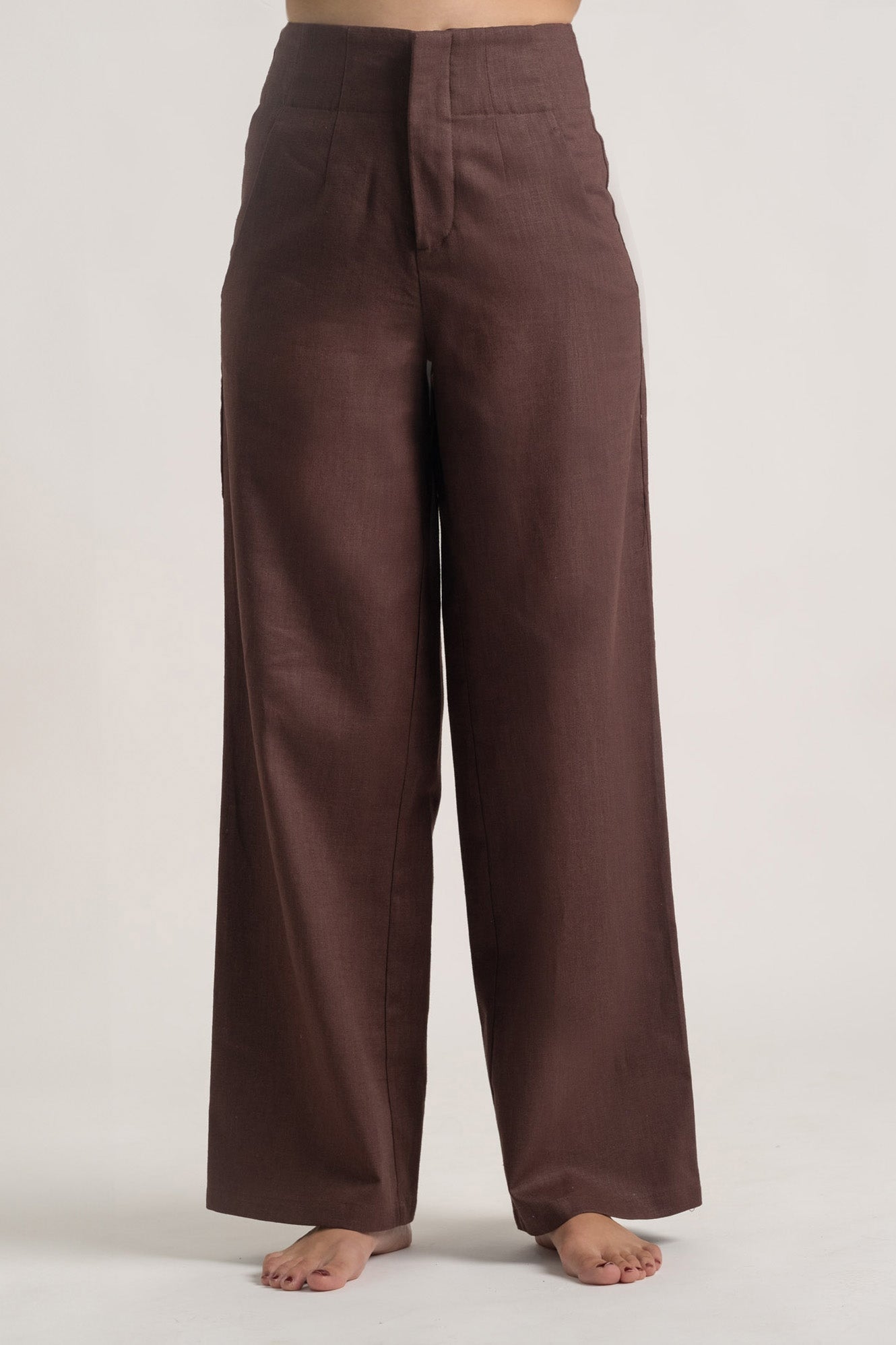 Hanne Linen Trouser Brown Espresso Luxmii