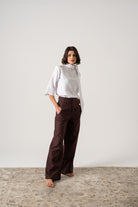 Hanne Linen Trouser Brown Espresso Luxmii