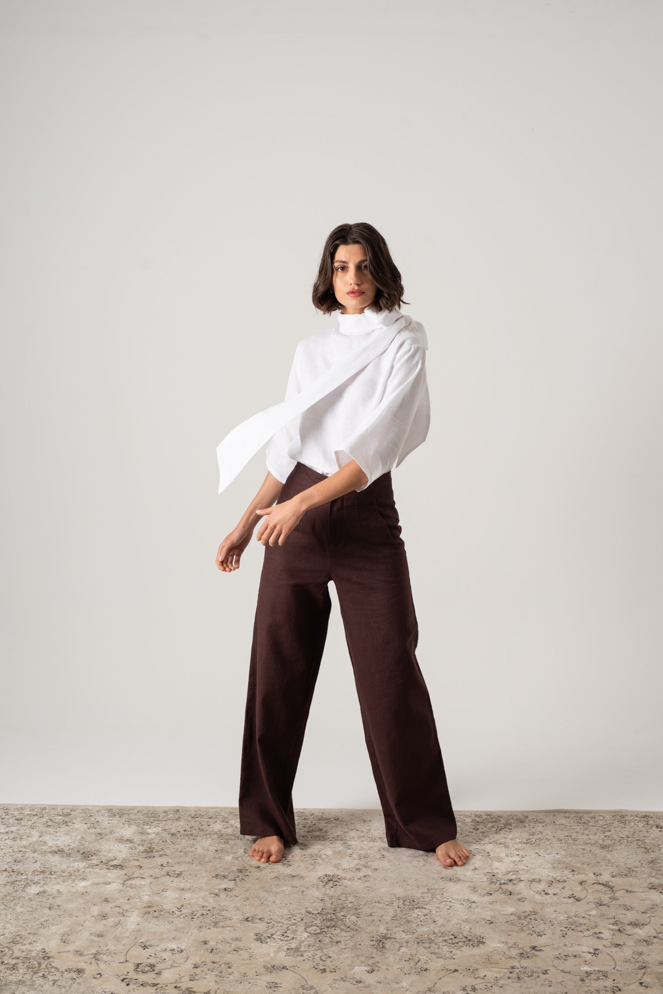 Hanne Linen Trouser Brown Espresso Luxmii