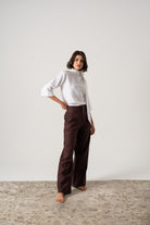 Hanne Linen Trouser Brown Espresso Luxmii