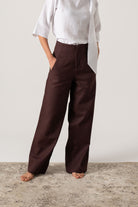 Hanne Linen Trouser Brown Espresso Luxmii