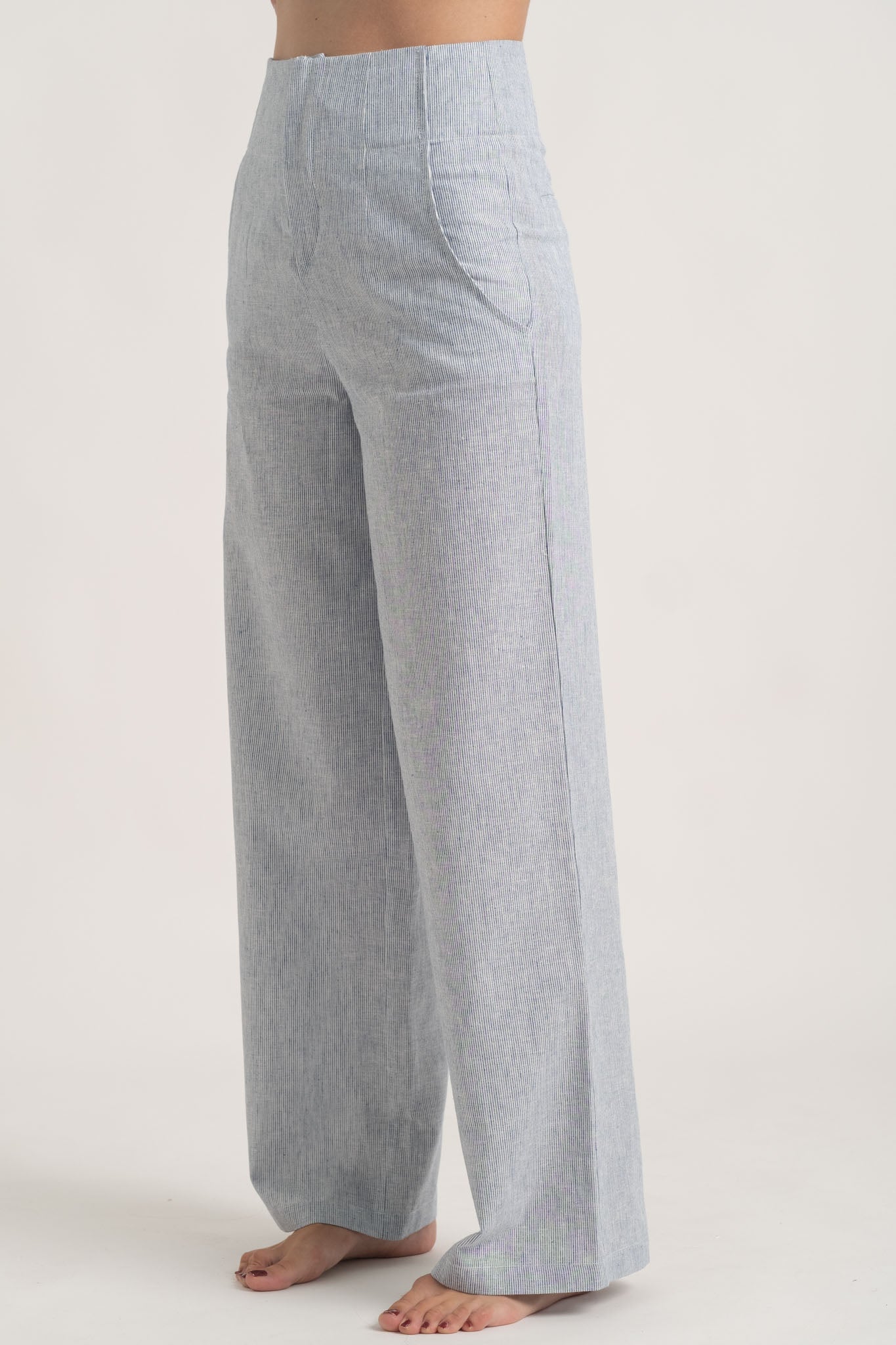 Hanne Linen Trouser French Blue Stripe Luxmii