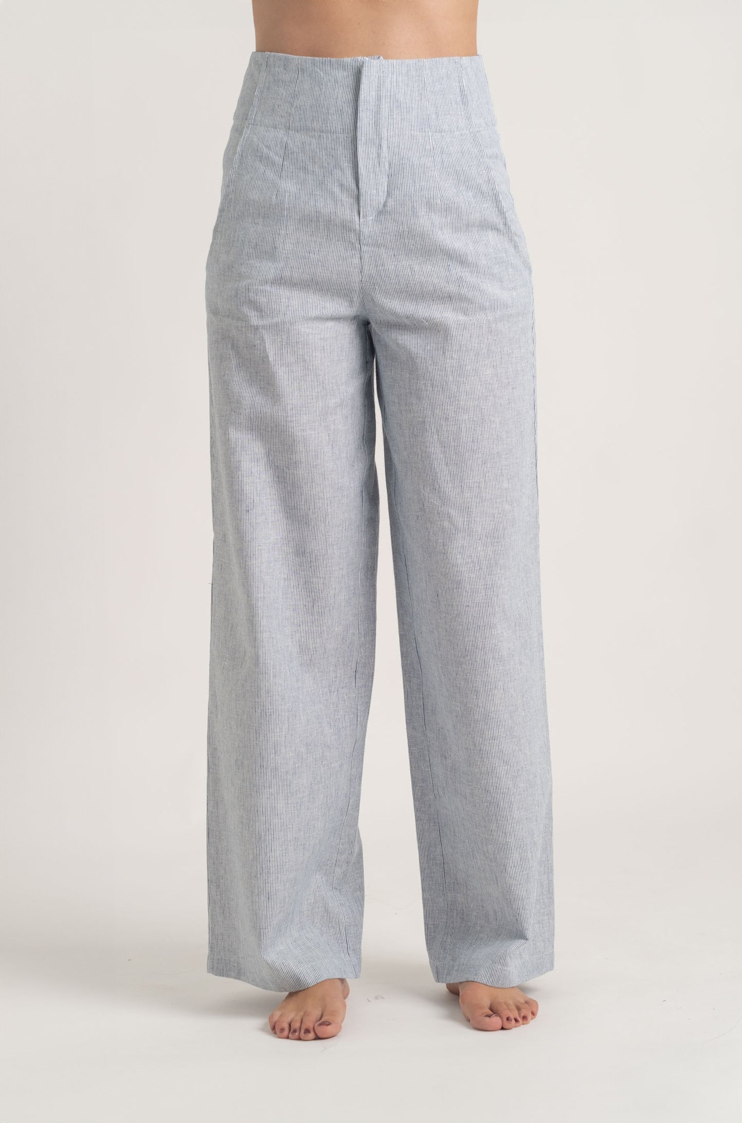 Hanne Linen Trouser French Blue Stripe Luxmii