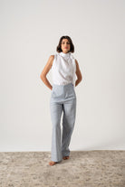 Hanne Linen Trouser French Blue Stripe Luxmii