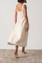 Ionia Linen Midi Dress Natural Beige Luxmii