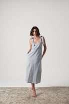 Jakob Linen Slip Dress French Blue Stripe Luxmii