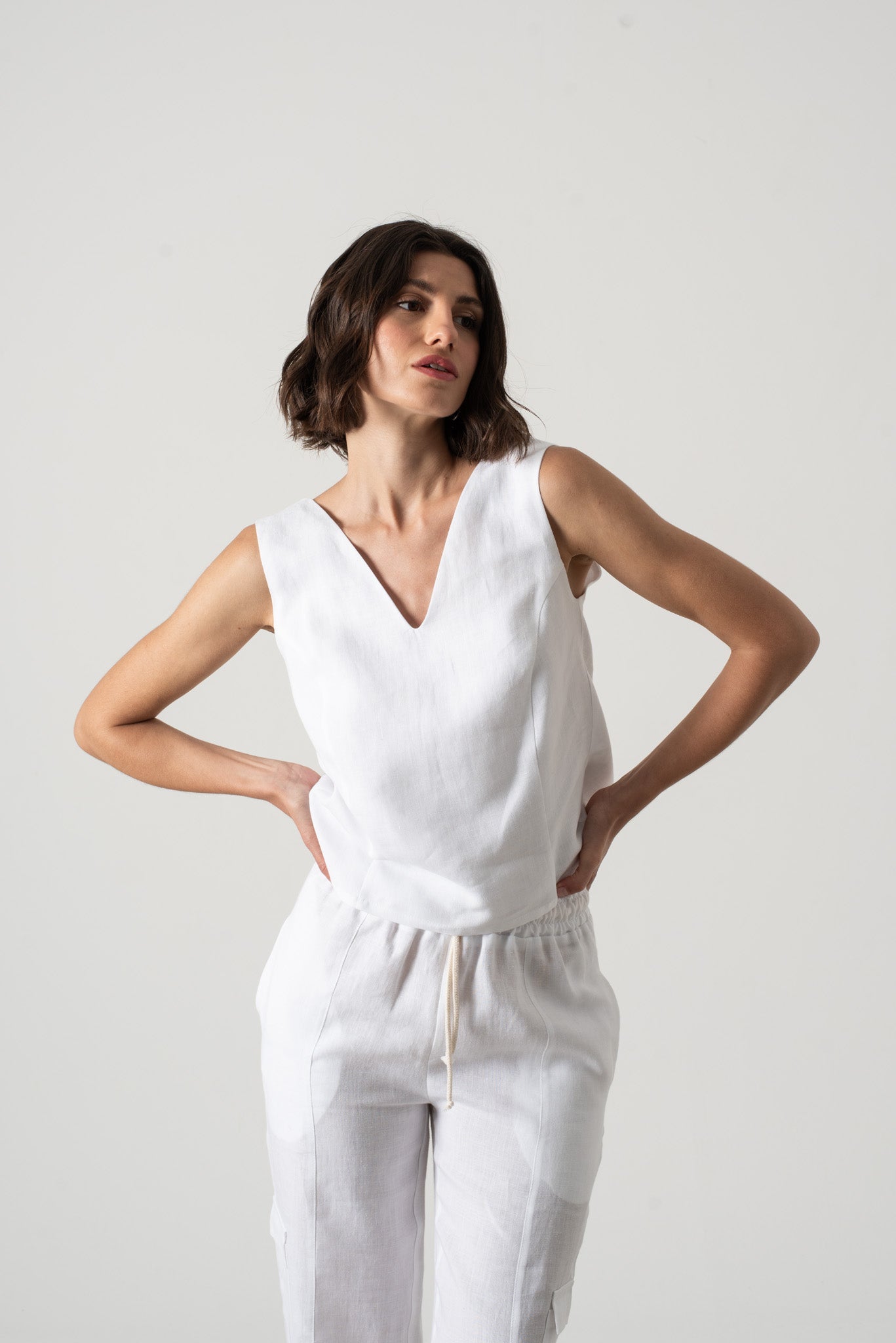 L'origami Linen Top White Luxmii