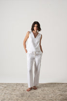 L'origami Linen Top White Luxmii