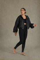 Le Sportif Linen Hooded Jacket Black Luxmii