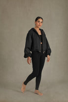 Le Sportif Linen Hooded Jacket Black Luxmii