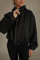 Le Sportif Linen Hooded Jacket Black Luxmii