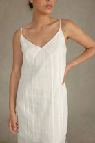 Léa Ramie Linen Slip Dress White & Black Luxmii