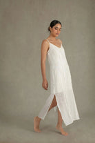 Léa Ramie Linen Slip Dress White & Black Luxmii