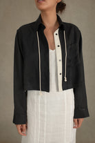 Léo Linen Cropped Jacket Black Luxmii