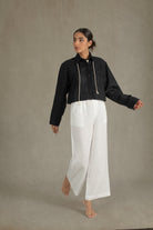 Léo Linen Cropped Jacket Black Luxmii