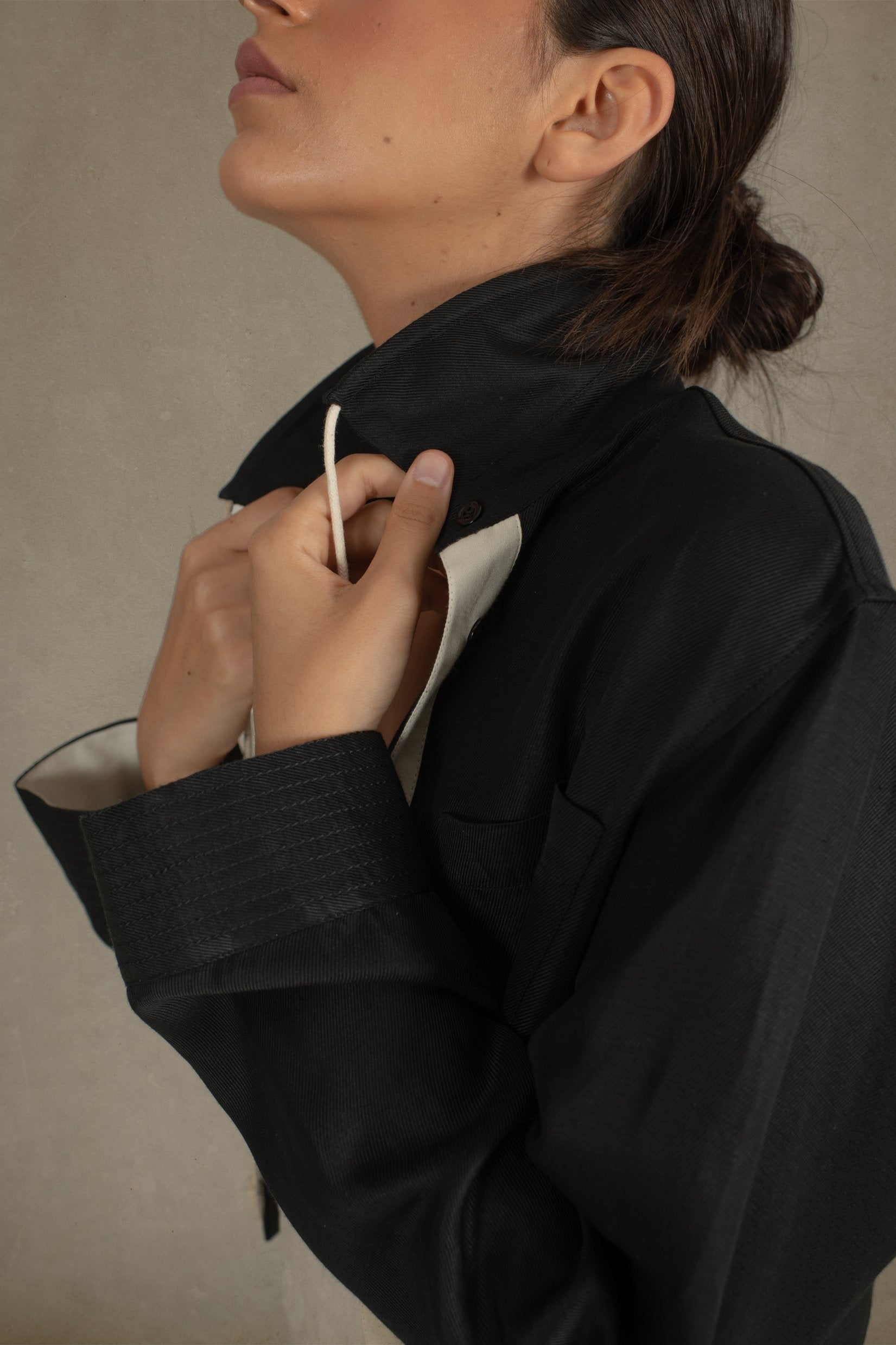 Léo Linen Cropped Jacket Black Luxmii