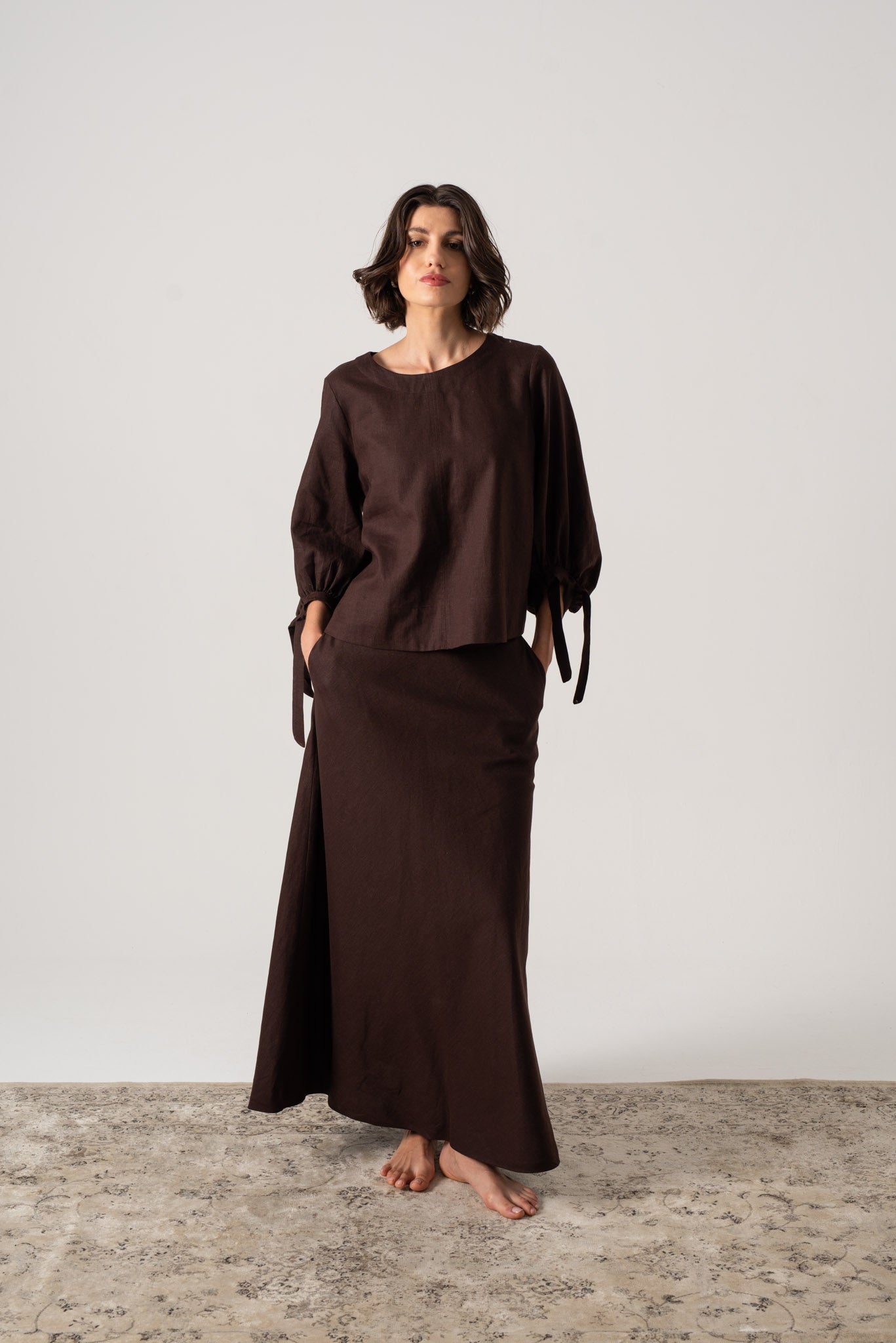 Olen Maxi Skirt Brown Espresso Luxmii