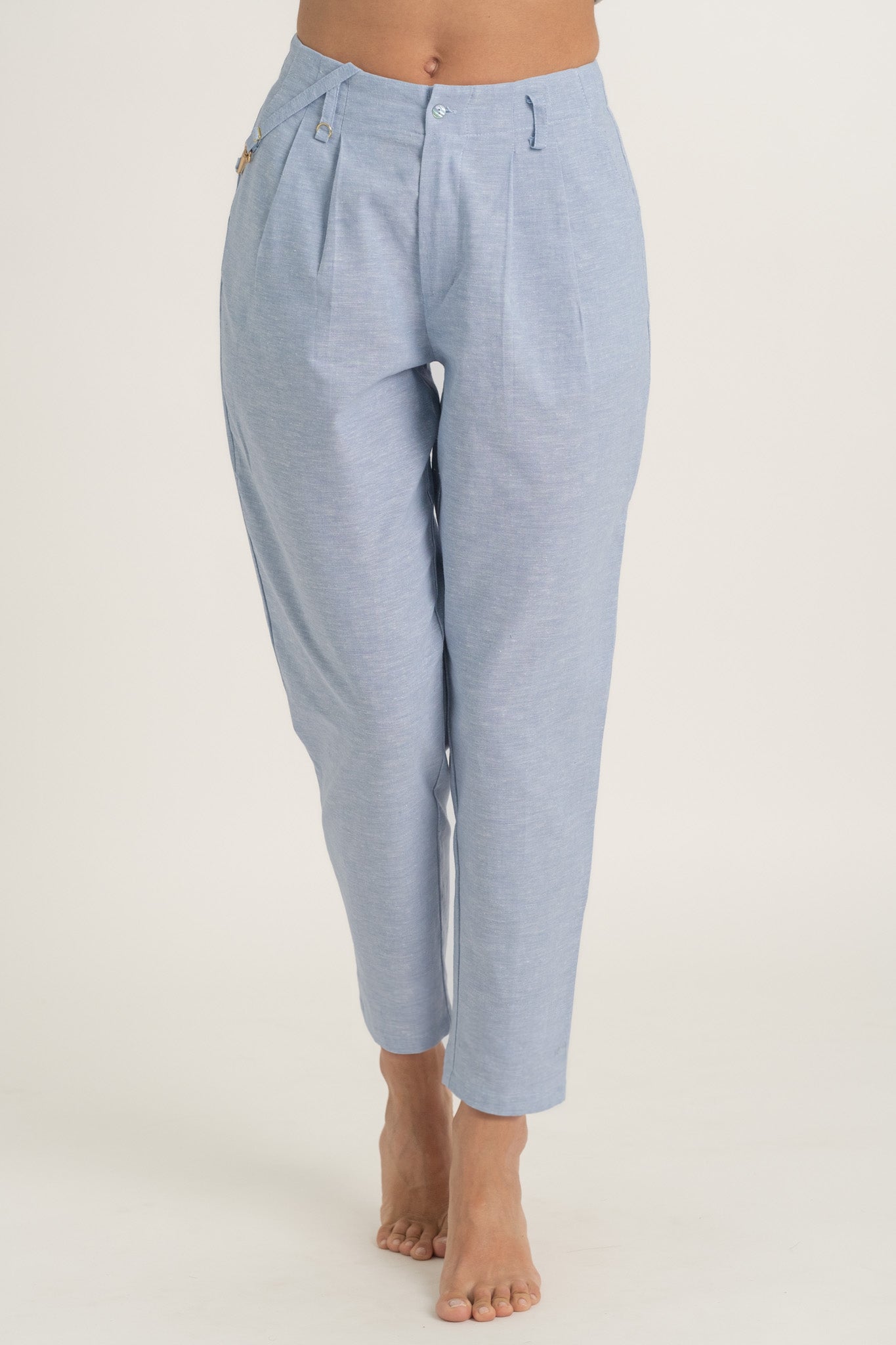 Pioggia Linen Trouser Sky Blue Luxmii