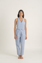 Pioggia Linen Trouser Sky Blue Luxmii