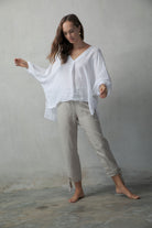 Relaxed Pallocino Linen Top White Luxmii