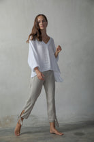 Relaxed Pallocino Linen Top White Luxmii