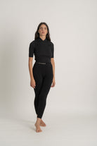 Ribbed Linen Entonnoir Top in Black Luxmii