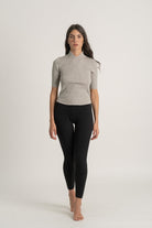 Ribbed Linen Entonnoir Top in Pebble Grey Luxmii