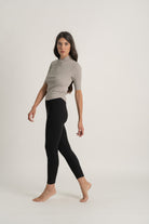 Ribbed Linen Entonnoir Top in Pebble Grey Luxmii