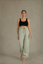 Ribbed Linen Mouvement Crop in Black Luxmii