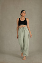 Ribbed Linen Mouvement Crop in Black Luxmii