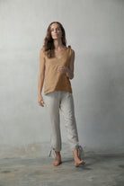 Tie Knot Linen Cami Top Tobacco Luxmii