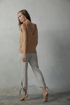 Tie Knot Linen Cami Top Tobacco Luxmii