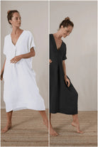 Vacanza Kaftan Set White + Black Luxmii