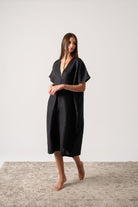 Vacanza Linen Kaftan Black Luxmii