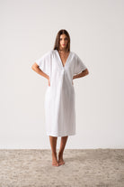 Vacanza Linen Kaftan White Luxmii