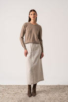 Velare Crewneck Cashmere Sweater Taupe Luxmii