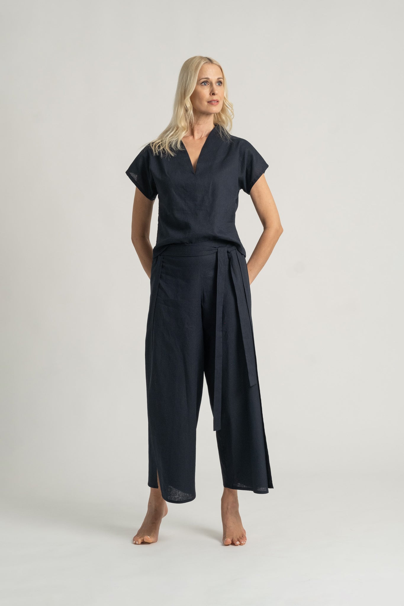 Zakai Wrap Pant Navy Luxmii