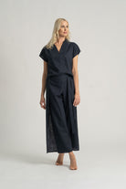 Zakai Wrap Pant Navy Luxmii