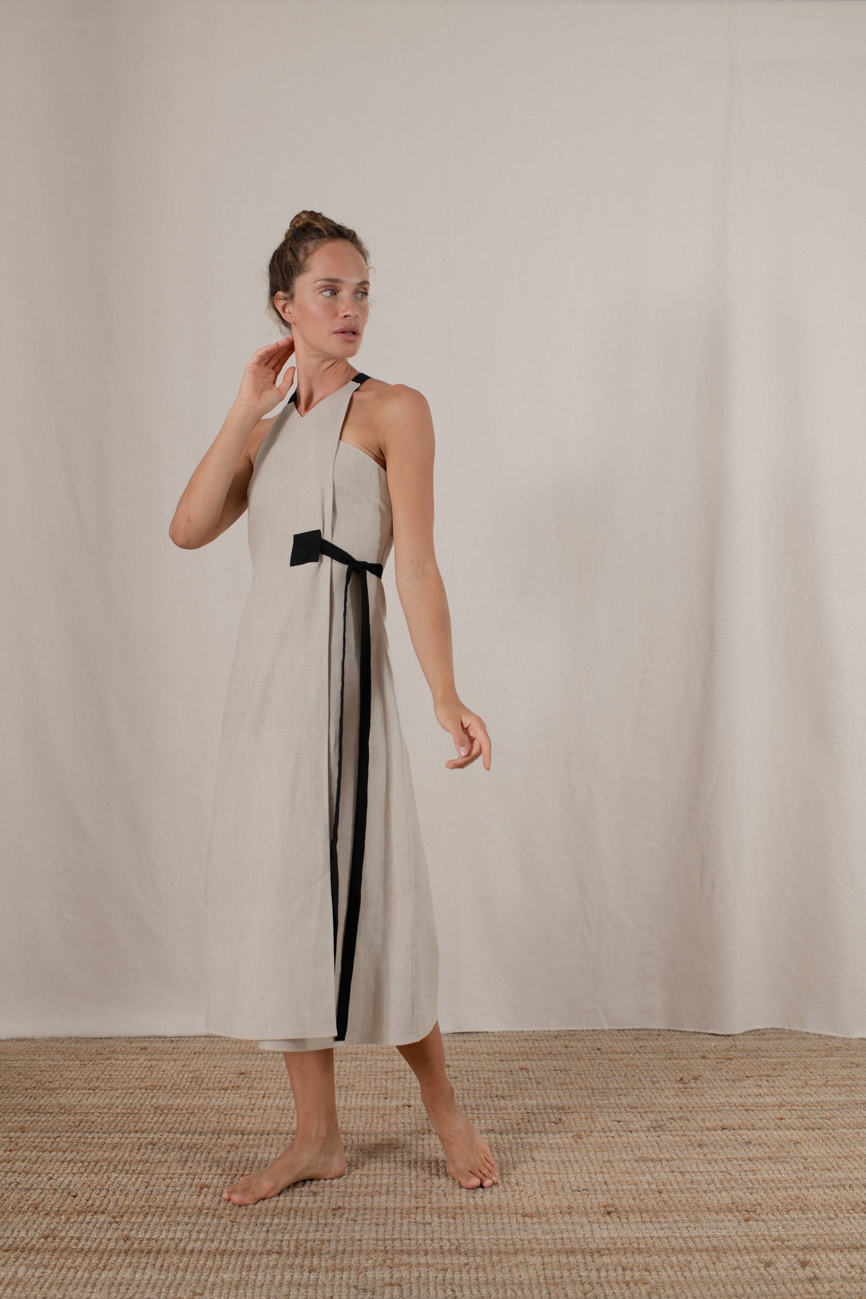 Zulu Linen Wrap Dress in Natural Luxmii